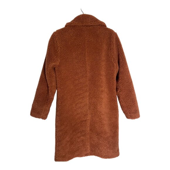 Abercrombie & Fitch Sherpa Teddy Button Front Long Rust Coat-sz Medium - Picture 6 of 11